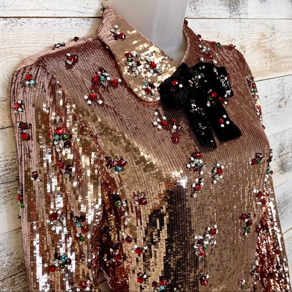 Gucci Pink Sequin Gem Bow Tie Dress Size 40 430500 - Picture 9 of 16